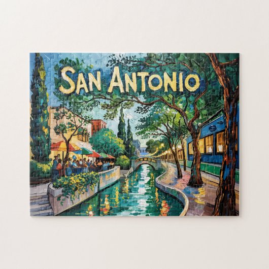 San Antonio Texas River Walk Van Gogh Levendig Sta Legpuzzel (Horizontaal)