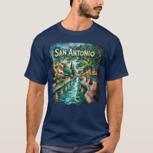 San Antonio Texas River Walk Van Gogh Levendig Sta T-shirt