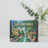 San Antonio Texas River Walk Van Gogh Vibrant City Briefkaart (Staand voorkant)