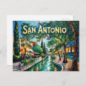 San Antonio Texas River Walk Van Gogh Vibrant City Briefkaart (Voorkant / Achterkant)