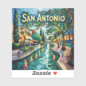 San Antonio Texas River Walk Van Gogh Vibrant City Sticker (Vel)