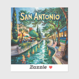 San Antonio Texas River Walk Van Gogh Vibrant City Sticker
