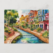 San Antonio, Texas, Riverwalk schilderij Briefkaart (Voorkant)