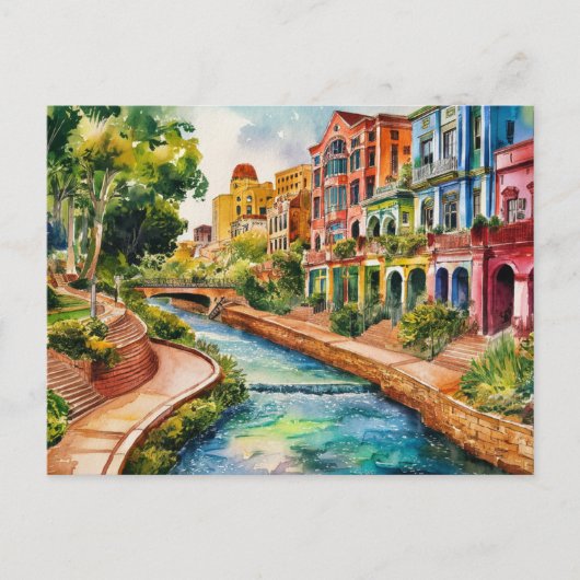 San Antonio, Texas, Riverwalk schilderij Briefkaart (Voorkant)