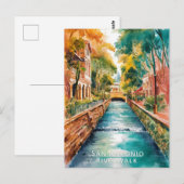 San Antonio, Texas, Riverwalk Waterverf schilderij Briefkaart (Voorkant / Achterkant)