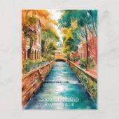 San Antonio, Texas, Riverwalk Waterverf schilderij Briefkaart (Voorkant)