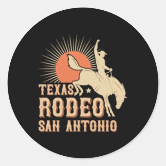 San Antonio Texas Rodeo Westerne Koe Ronde Sticker (Voorkant)