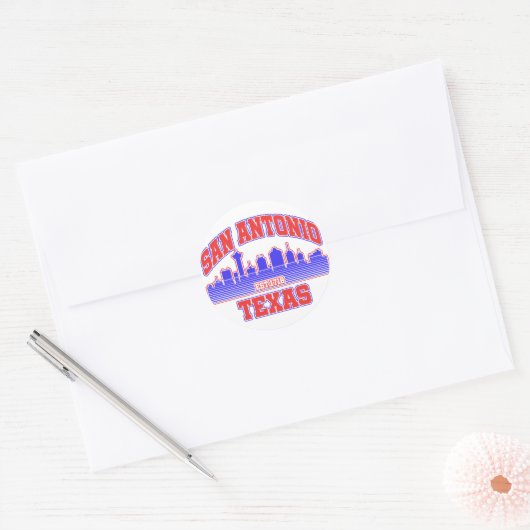 San Antonio, Texas Ronde Sticker (Envelop)