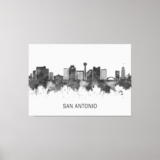 San Antonio Texas Skyline BW Canvas Afdruk (Voorkant)