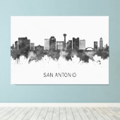 San Antonio Texas Skyline BW Canvas Afdruk (Insitu (Houten vloer))