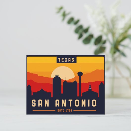 San Antonio Texas Skyline Cityscape Souvenir Briefkaart (Staand voorkant)