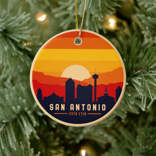 San Antonio Texas Skyline Cityscape Souvenir Keramisch Ornament (Boom)