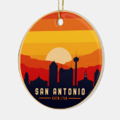 San Antonio Texas Skyline Cityscape Souvenir Keramisch Ornament (Links)