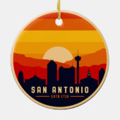 San Antonio Texas Skyline Cityscape Souvenir Keramisch Ornament (Achterkant)