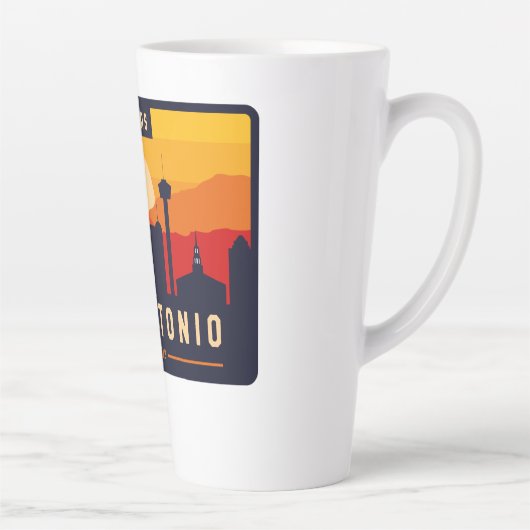 San Antonio Texas Skyline Cityscape Souvenir Latte Mok (Rechts)