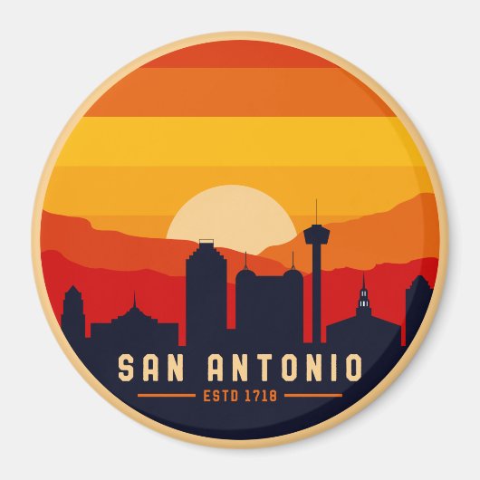 San Antonio Texas Skyline Cityscape Souvenir Magneet (Voorkant)