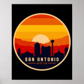 San Antonio Texas Skyline Cityscape Souvenir Poster (Voorkant)