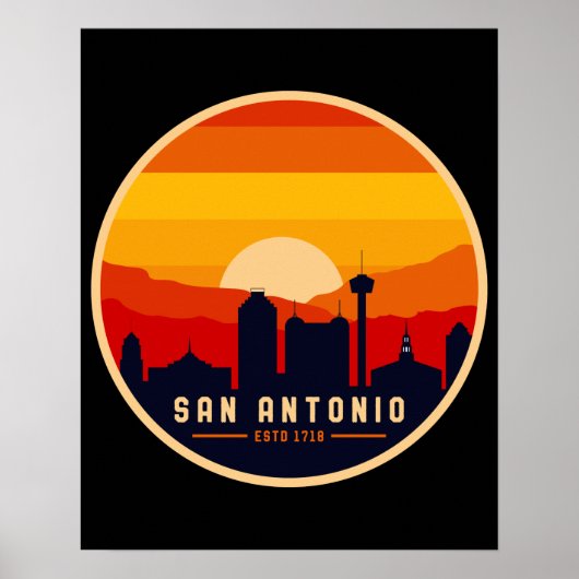 San Antonio Texas Skyline Cityscape Souvenir Poster (Voorkant)