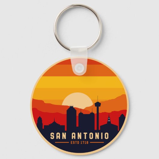 San Antonio Texas Skyline Cityscape Souvenir Sleutelhanger (Voorkant)