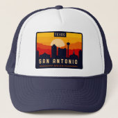 San Antonio Texas Skyline Cityscape Souvenir Trucker Pet (Voorkant)