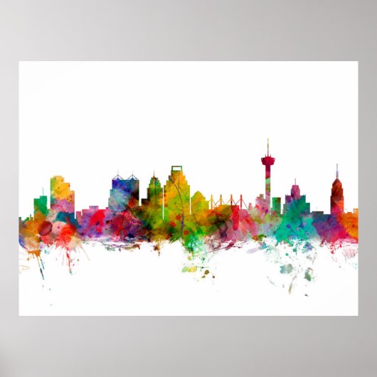 San Antonio Texas Skyline Poster (Voorkant)