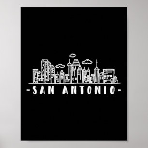 San Antonio Texas Skyline TX Pride Poster