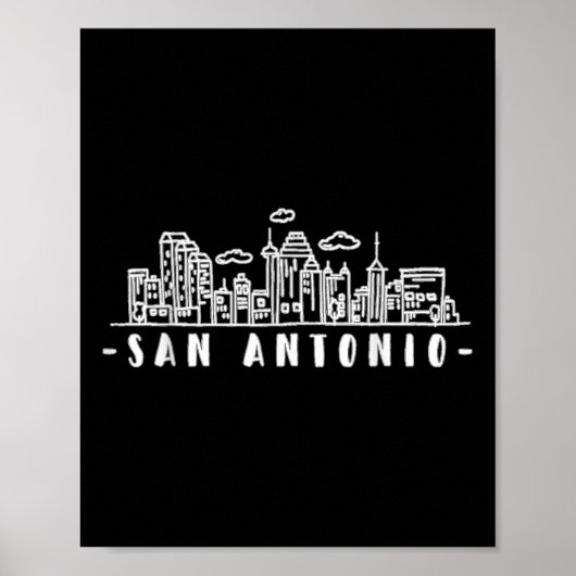 San Antonio Texas Skyline TX Pride Poster (Voorkant)