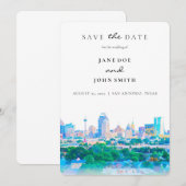 San Antonio Texas Skyline vlak Save the Date Kaart (Voorkant / Achterkant)