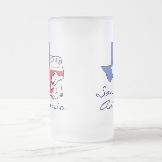 San Antonio Texas State Map, Star, Boots, Pet Mok (Center)