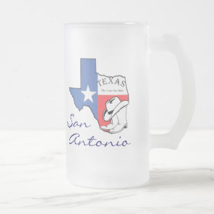 San Antonio Texas State Map, Star, Boots, Pet Mok
