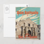 San Antonio, Texas, The Alamo Reisposter Briefkaart (Voorkant / Achterkant)