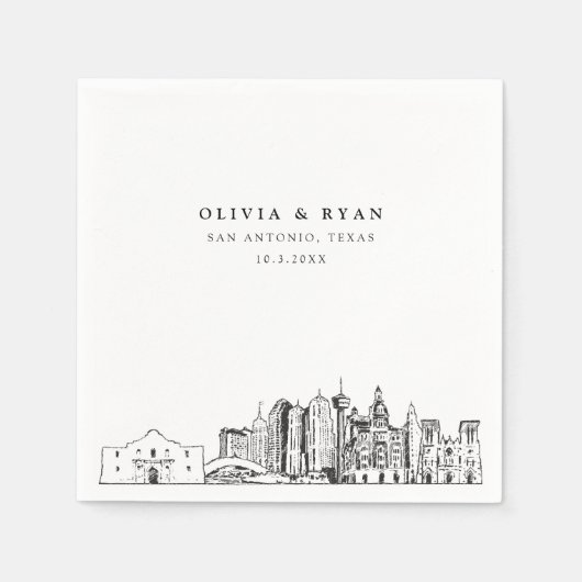 San Antonio Texas Trouwpapier Cocktail servet (Voorkant)