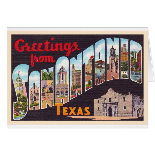 San Antonio Texas TX  Briefkaart met grote letters (Voorkant Horizontaal)