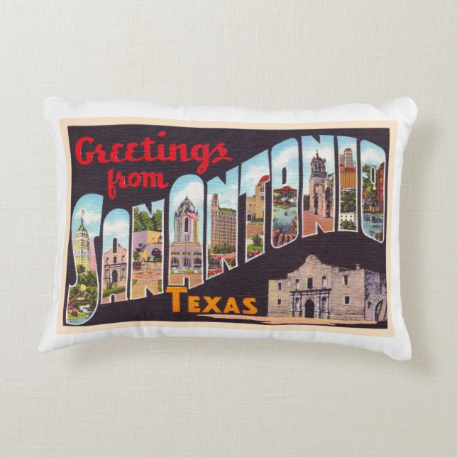 San Antonio Texas TX  Briefkaart met grote letters Accent Kussen (Achterkant)