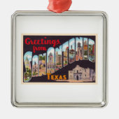 San Antonio Texas TX Briefkaart met grote letters Metalen Ornament (Voorkant)