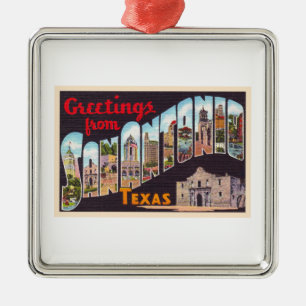 San Antonio Texas TX  Briefkaart met grote letters Metalen Ornament