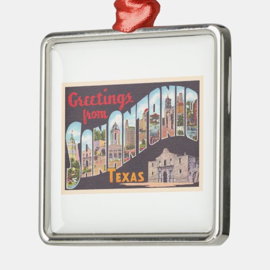 San Antonio Texas TX  Briefkaart met grote letters Metalen Ornament (Links)