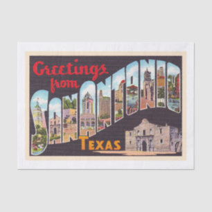 San Antonio Texas TX  Briefkaart met grote letters Tissuepapier