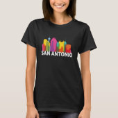 San Antonio Texas USA Skyline Silhouette Outline S T-shirt (Voorkant)