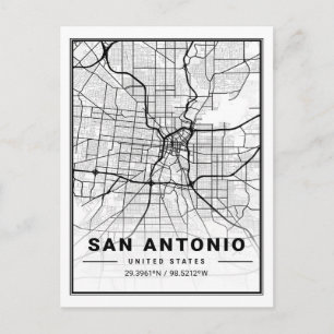 San Antonio Texas USA Travel City Map Poster Briefkaart