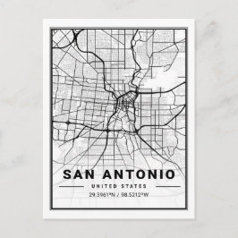 San Antonio Texas USA Travel City Map Poster Briefkaart