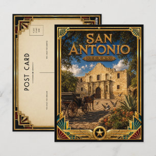 San Antonio Texas Vintage Art Deco Gouden Tijdperk Briefkaart