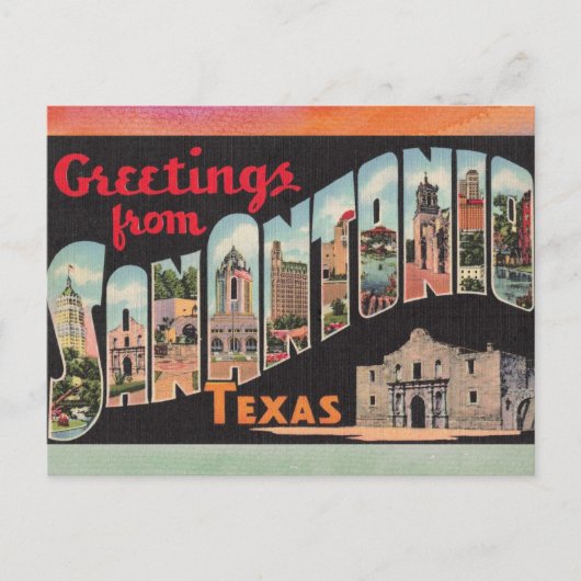 San Antonio Texas Vintage Travel Briefkaart (Voorkant)