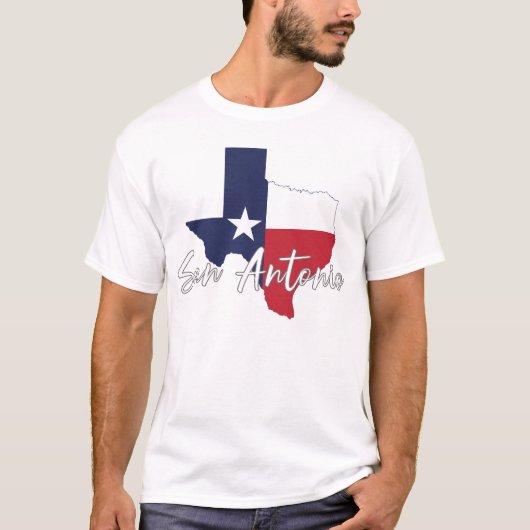 San Antonio, Texas Vlaggenkaart Mannen T-shirt (Voorkant)