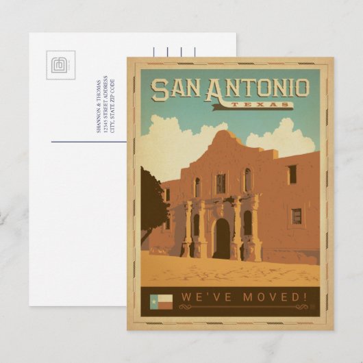 San Antonio, Texas | We hebben ons verplaatst Uitnodiging Briefkaart (Voorkant / Achterkant)