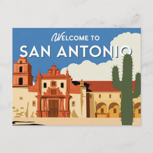 San Antonio, Texas, welkom Briefkaart (Voorkant)