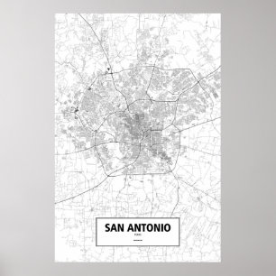 San Antonio, Texas (zwart op wit) Poster
