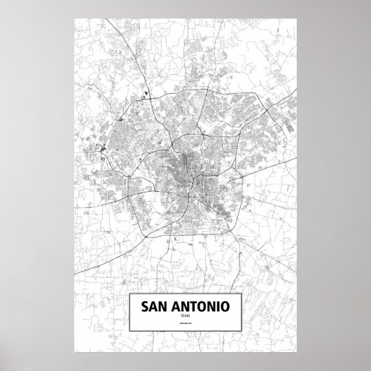 San Antonio, Texas (zwart op wit) Poster (Voorkant)