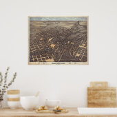 San Antonio TX Bird's Eye Panoramic Map 1873 Poster (Keuken)