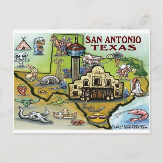San Antonio TX Briefkaart (Voorkant)